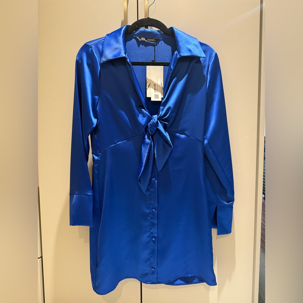 Zara Blue Satin Mini Dress